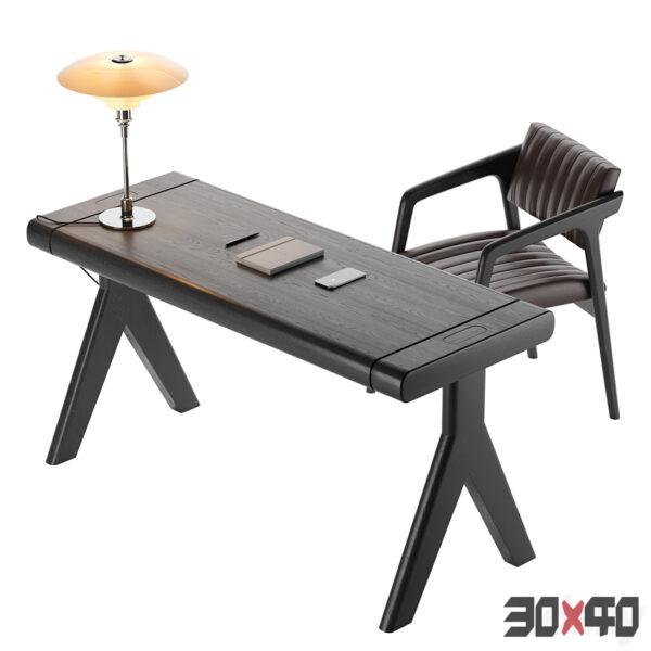 Capitol Desk 现代书桌椅组合3d模型下载-30x40 Mood