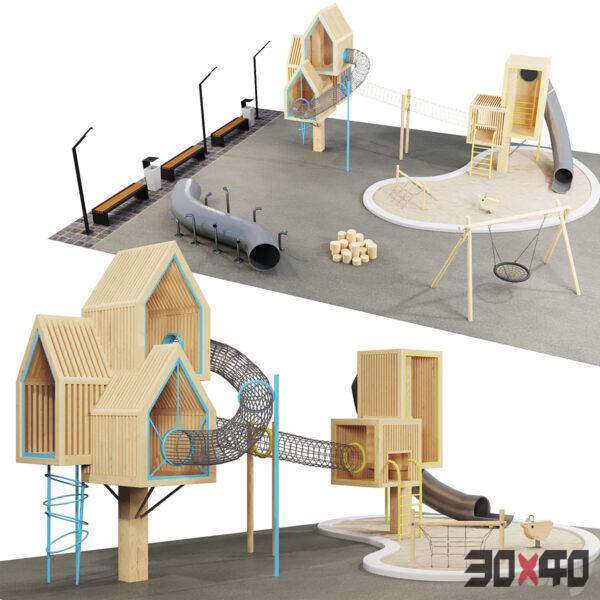 现代儿童游乐场3d模型下载-30x40 Mood