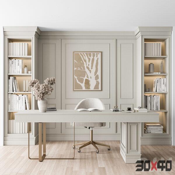 现代简欧书房3d模型下载-30x40 Mood