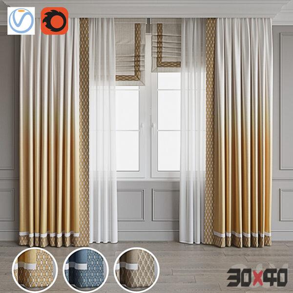 现代窗帘3d模型下载-30x40 Mood
