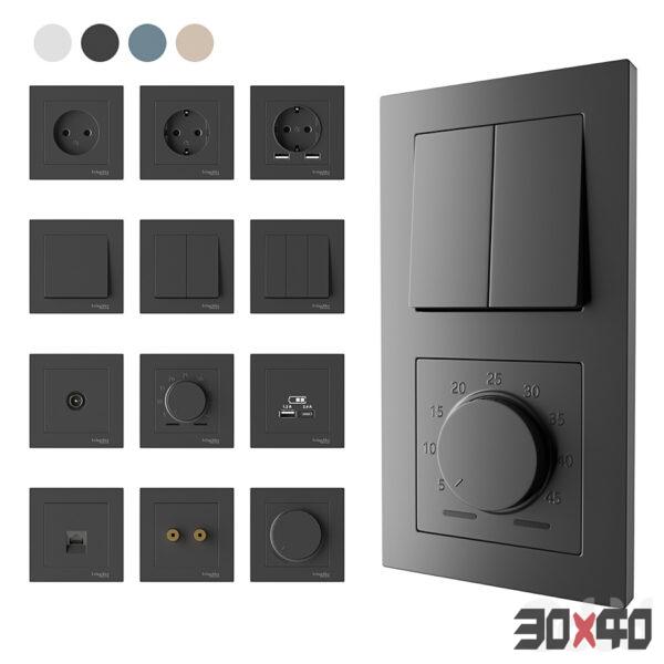 现代开关插座面板3d模型下载-30x40 Mood