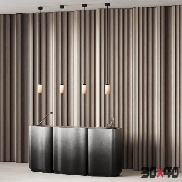 接待台 380 office furniture 18 reception desk 13 gradient desk with wood wave wall-30x40 Mood
