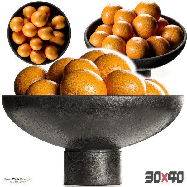 Crate & Barrel - Riki Black Footed Bowl with Oranges-30x40 Mood