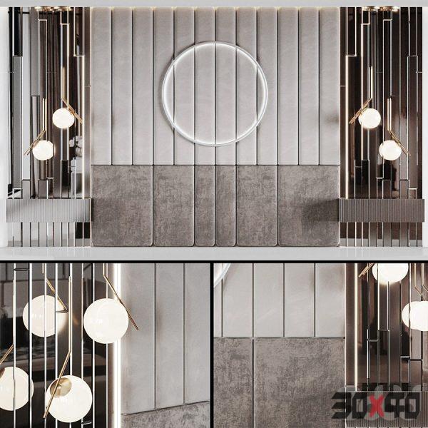 Headboard with pedestals and lamps-30x40 Mood