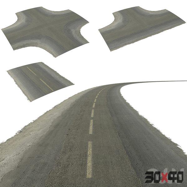 Seamless two lane road with crossroads-30x40 Mood