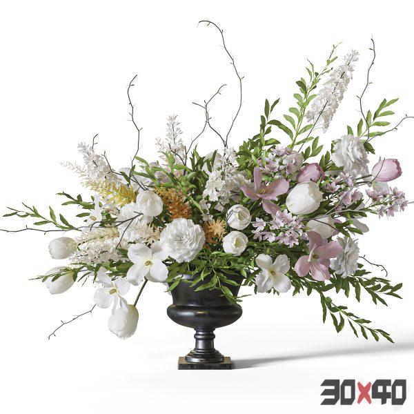 Flower Set 058 Tulips carnation delphimium astilbe-30x40 Mood