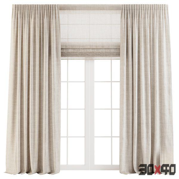 Linen Curtains with Roman Shades-30x40 Mood