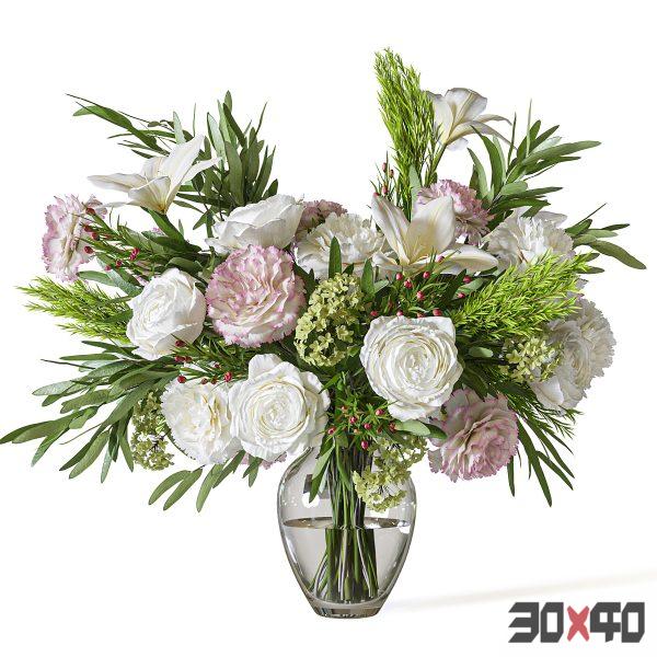 Flower Set 073 rose lily carnation eucalyptus-30x40 Mood