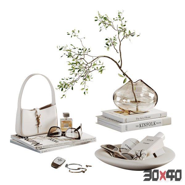Decorative set with a small beige bag-30x40 Mood