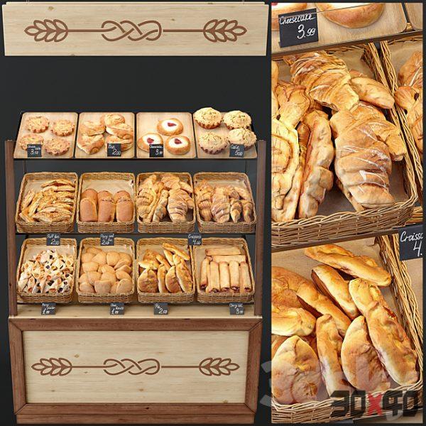 Showcase with pastries for shop and cafe. Bread-30x40 Mood