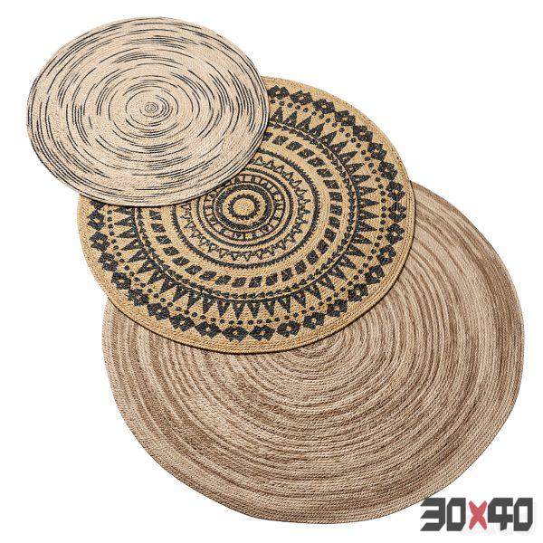 Natural Round Spiral Braided Jute Rug ornament-30x40 Mood