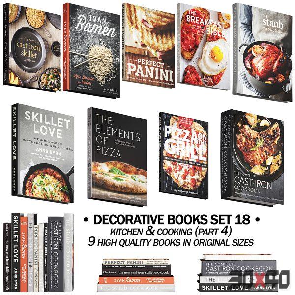 147 decorative books set 18 kitchen and cooking P04-30x40 Mood