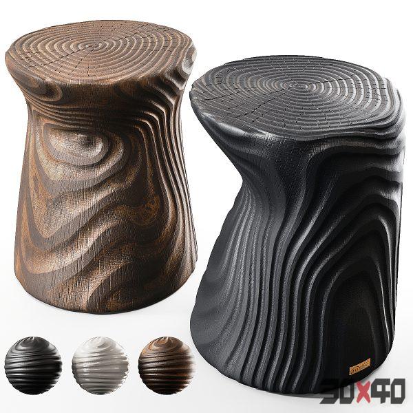 Relief wood stool-30x40 Mood