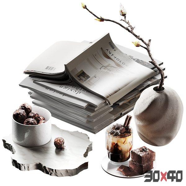Coffee table decor set 088 with branch-30x40 Mood