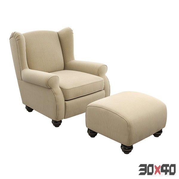 Brougham Wingback Chairand Ottoman