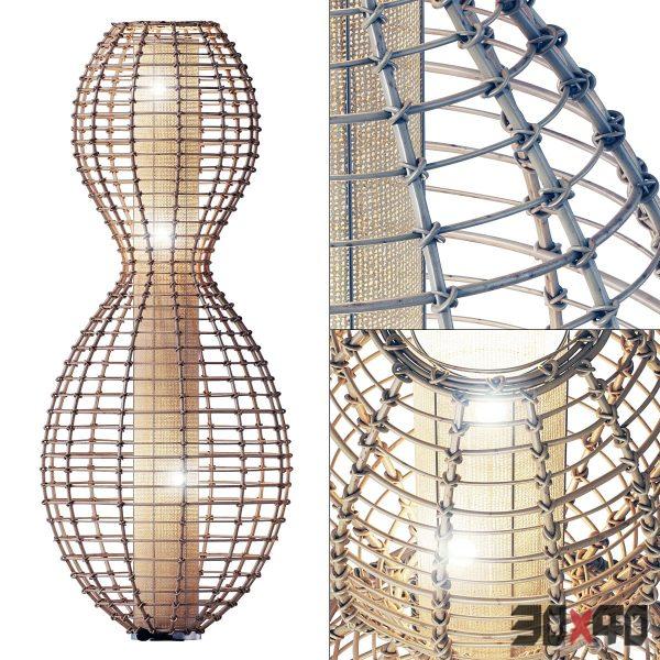 Floor lamp cage rotang n1 / Checkered rattan floor lamp