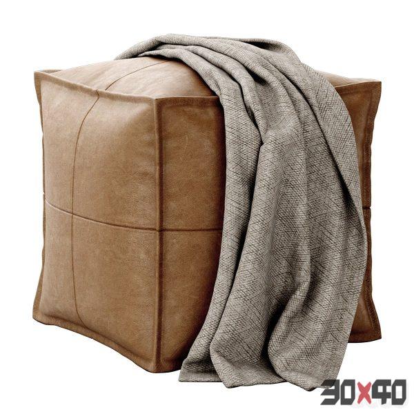 Square leather pouf by KitkatMorocco