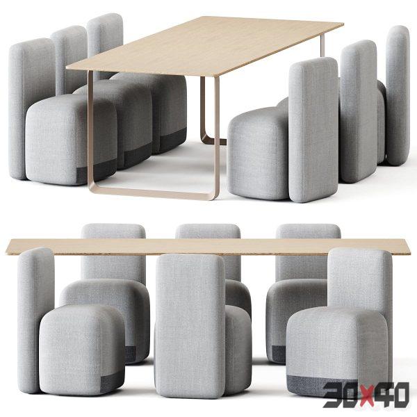 Table Solid Oak by Muuto and Season Armchair by Viccarbe