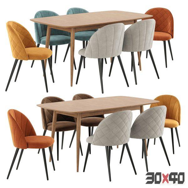Deephouse. Dining chair Paris. NORDECO Extendable Table-30x40 Mood