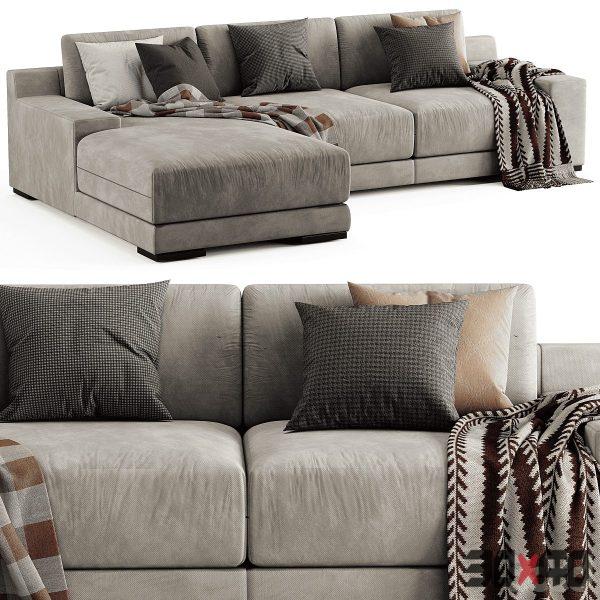 West Elm Dalton Chaise Longue Sofa-30x40 Mood