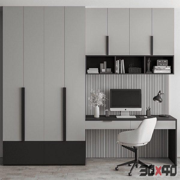 Home Office Desk and Wardrobe Set - Office Furniture 341