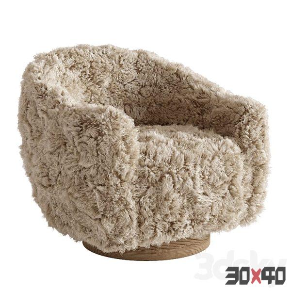 Horchow Simone Sheepskin Swivel Chair