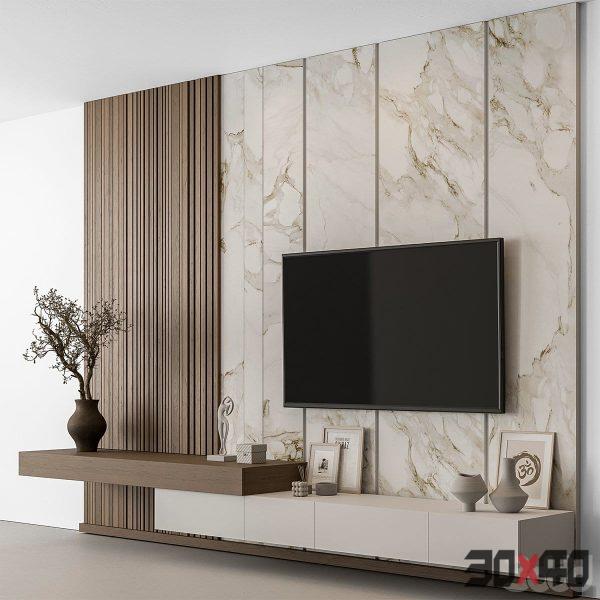 TV Wall Stone and Wood - Set 100