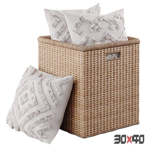 Basket with pillows-30x40 Mood