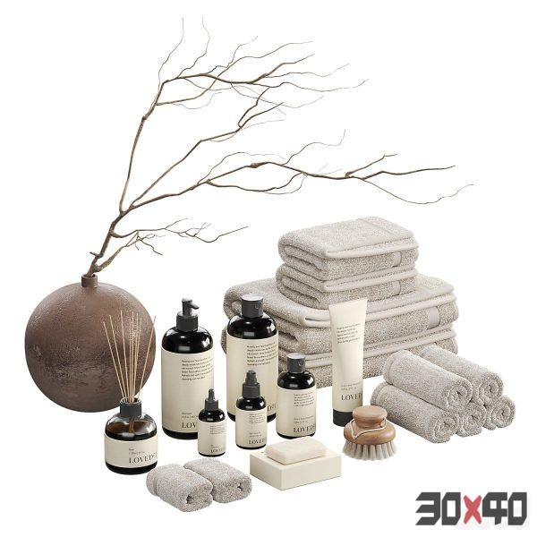 Decorative set with towels and branch 002-30x40 Mood