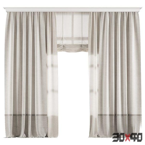 Curtains with tulle and Roman curtain 006 KM-30x40 Mood