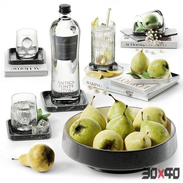 Decor set with water and pears stv005-30x40 Mood