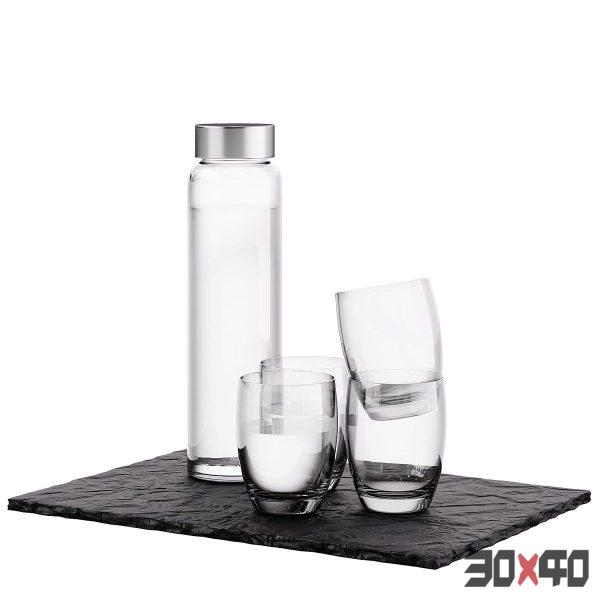Bottle of water and glasses on a slate tray-30x40 Mood