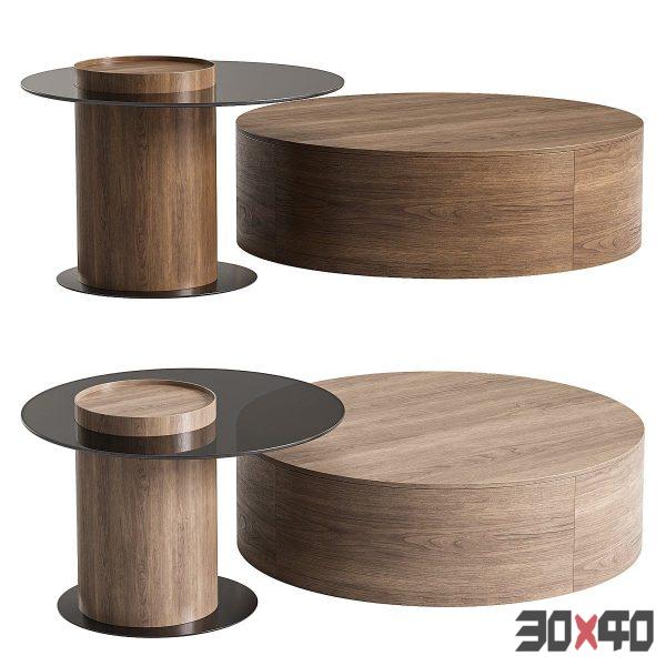Anita Round Wooden Coffee Table Set-30x40 Mood