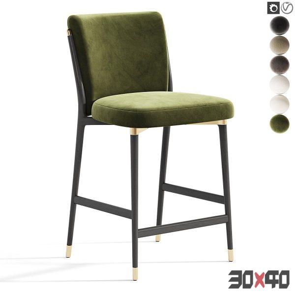 Norrie Forest Green Velvet Dining Counter Stool-30x40 Mood