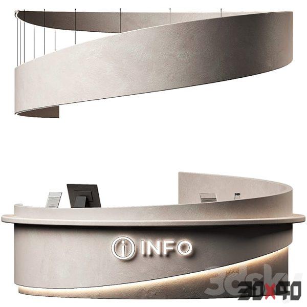Reception desk 6. Round information desk.