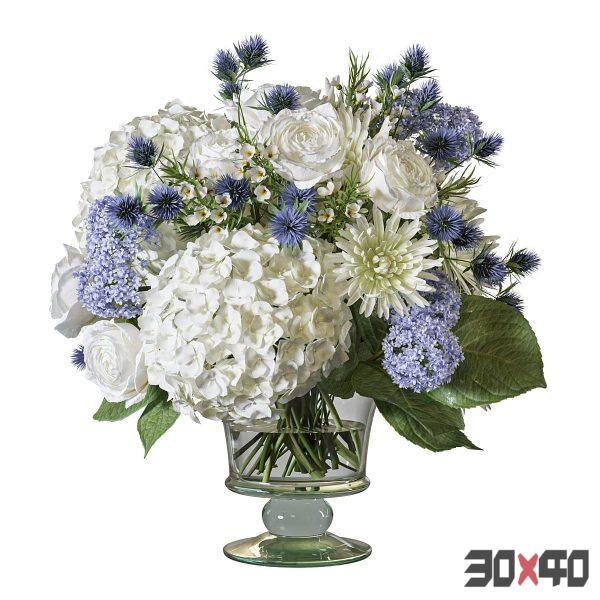 Flower Set 105 white blue hydrangea rose-30x40 Mood